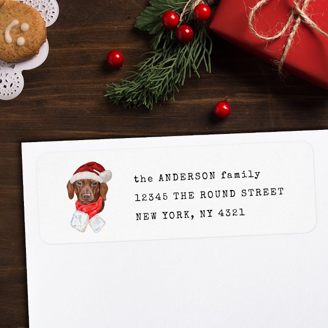 Christmas Chocolate Dachshund Dog Return Address (Creator Uploaded)