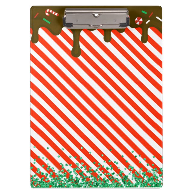 Christmas Chocolate Drip Peppermint Candy Xmas Fun Clipboard (Front)