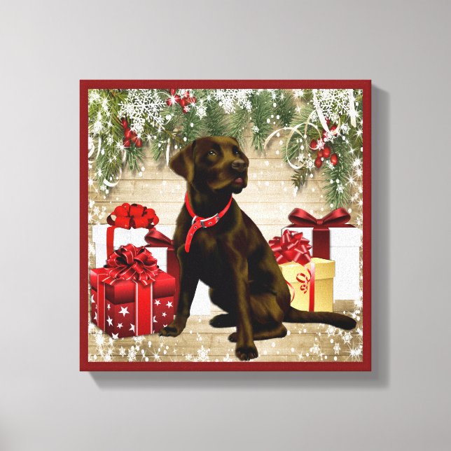 CHRISTMAS CHOCOLATE LABRADOR CANVAS PRINT (Front)