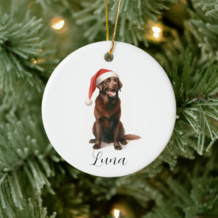 Christmas Chocolate Labrador Dog Hat Ornament