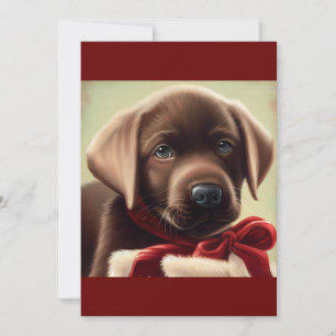 Christmas Chocolate Labrador  Puppy ,  Dog / Pupp Holiday Card
