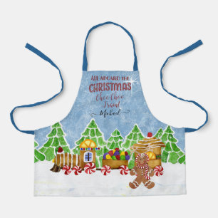 Christmas Choo Choo Train Gingerbread Man n Candy Apron