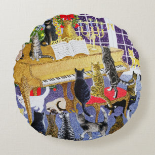Christmas Chorus Round Pillow