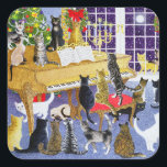 Christmas Chorus Square Sticker<br><div class="desc">Christmas Chorus (acrylic on canvas)  Scott  Pat / Private Collection / Bridgeman Images Domestic Animals - pets Domestic Animals Mammals</div>