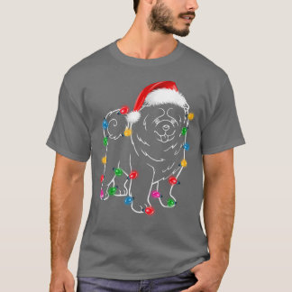 Christmas Chow Chow Dog XMAS Lights Santa Hat Funn T-Shirt