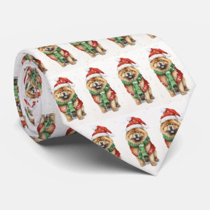 Christmas Chow Chow In Snowflakes Tie