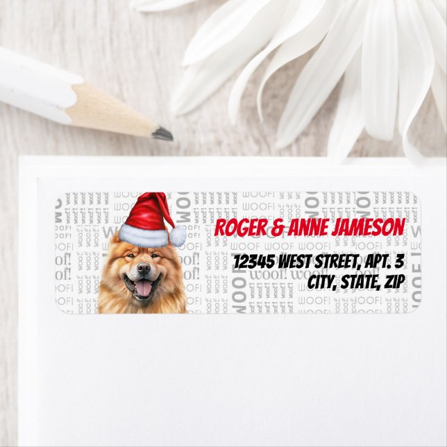 Christmas Chow Chow Santa Dog Return Address (Insitu)