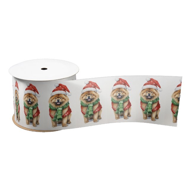 Christmas Chow Chow With Winter Scarf Satin Ribbon (Spool)