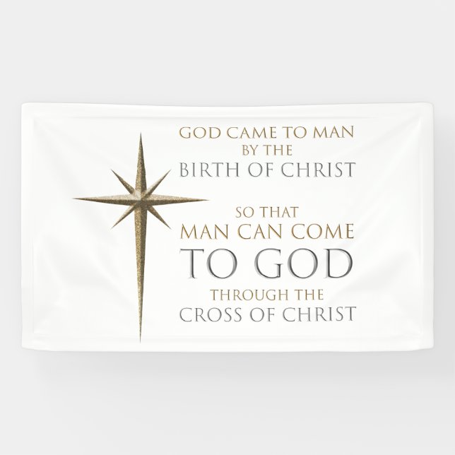 Christmas Christian Faith Star: Birth & Cross Banner (Horizontal)