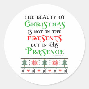Christmas Christian Gift In His Presence Matthew 1 Classic Round Sticker