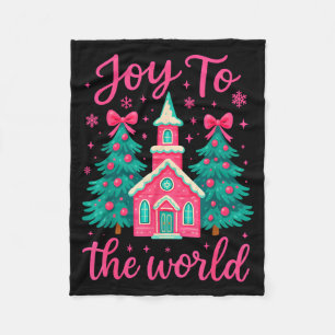 Christmas Christian Nativity Scene Joy To The Worl Fleece Blanket