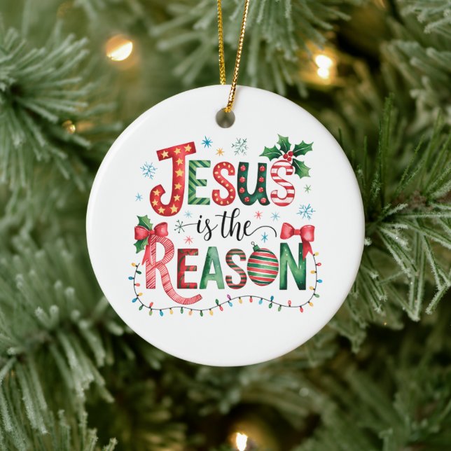 Christmas Christian Personalized Holiday Ceramic Ornament (Tree)