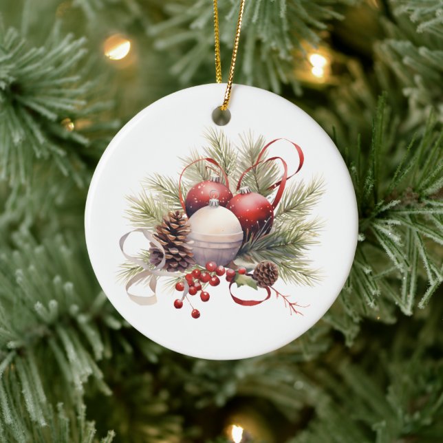 Christmas Christian Personalized Rustic Ceramic Ornament (Tree)