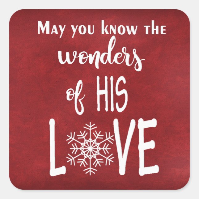 Christmas Christian Quote On Red Square Sticker (Front)
