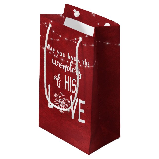 Christmas Christian Quote with Lights  Small Gift Bag (Front Angled)