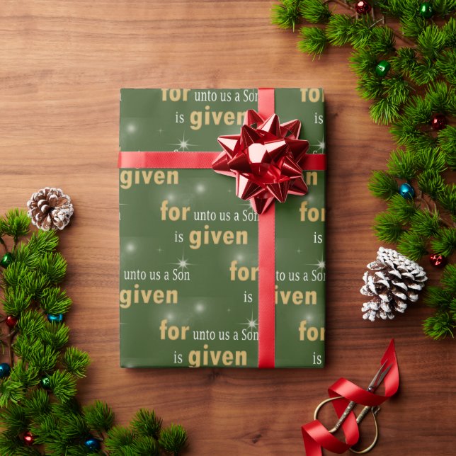 Christmas Christian Text On Green Wrapping Paper (Holiday Gift)