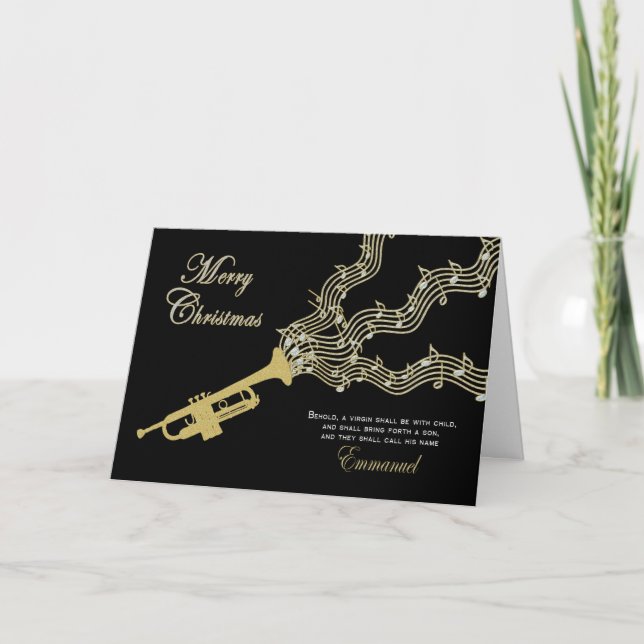 CHRISTMAS - CHRISTIAN - TRUMPET - MUSIC HOLIDAY CARD (Front)