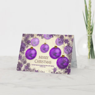 Christmas, Christian/Verse, Purple Ornaments/Snow Card