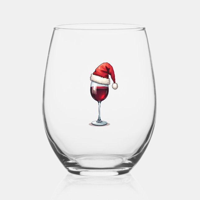 Christmas Christmas Christmas Christmas Christmas  Stemless Wine Glass (Front)