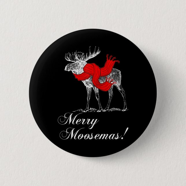 Christmas Christmas Moose Merry Moosemas 2 Inch Round Button (Front)