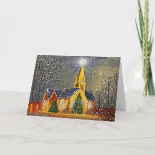 Christmas Church in Snow Card