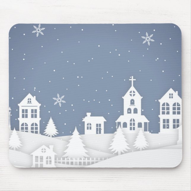 Christmas Church Landscape Mouse Pad (Front)