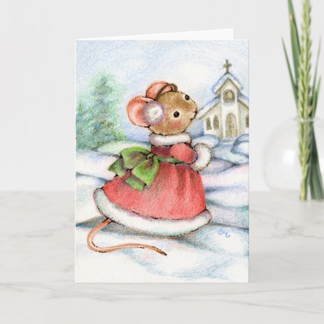 Christmas Church Mouse Card (Front)