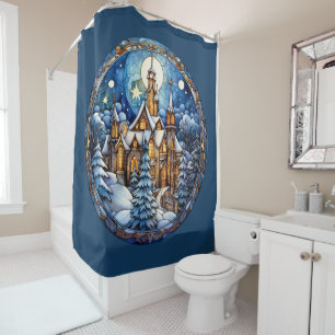 Christmas Church Shower Curtain