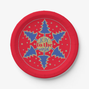 Christmas Circle of Trees Paper Plate