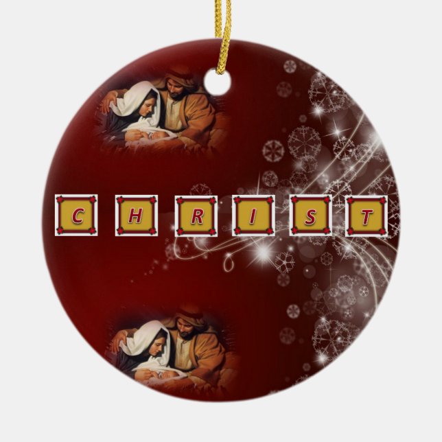 Christmas Circle Ornament, Christ Ceramic Ornament (Front)