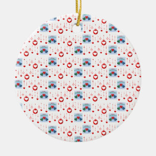 Christmas Circle Ornament, Merry Christmas Ceramic Ornament