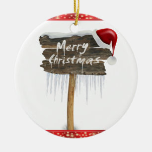 Christmas Circle Ornament, Merry Christmas Ceramic Ornament