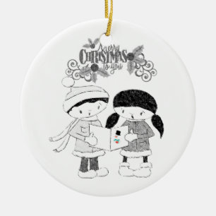 Christmas Circle Ornament, Merry Christmas Ceramic Ornament