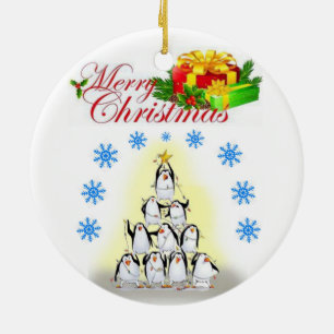Christmas Circle Ornament, Merry Christmas Ceramic Ornament