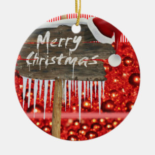 Christmas Circle Ornament, Merry Christmas Ceramic Ornament