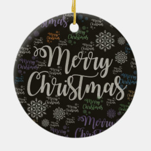 Christmas Circle Ornament, Merry Christmas Ceramic Ornament