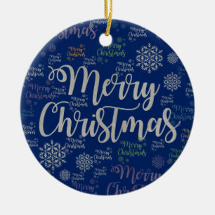 Christmas Circle Ornament, Merry Christmas Ceramic Ornament