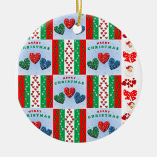 Christmas Circle Ornament, Merry Christmas Ceramic Ornament