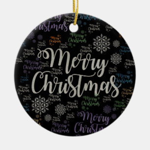 Christmas Circle Ornament, Merry Christmas Ceramic Ornament