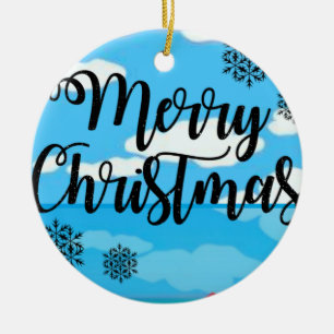 Christmas Circle Ornament, Merry Christmas Ceramic Ornament