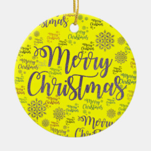 Christmas Circle Ornament, Merry Christmas Ceramic Ornament