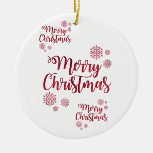 Christmas Circle Ornament, Merry Christmas Ceramic Ornament