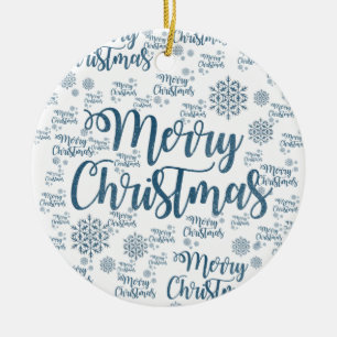 Christmas Circle Ornament, Merry Christmas Ceramic Ornament