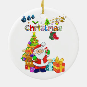 Christmas Circle Ornament, Merry Christmas Ceramic Ornament