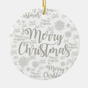 Christmas Circle Ornament, Merry Christmas Ceramic Ornament