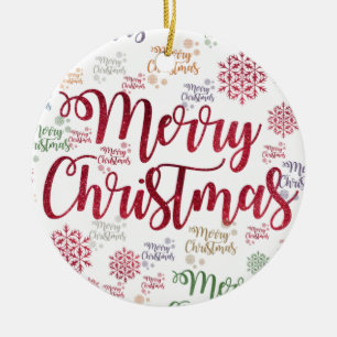 Christmas Circle Ornament, Merry Christmas Ceramic Ornament
