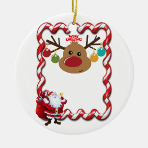 Christmas Circle Ornament, Santa Ceramic Ornament