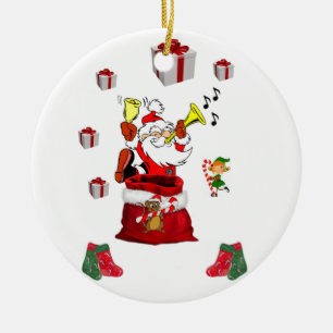 Christmas Circle Ornament, Santa Ceramic Ornament