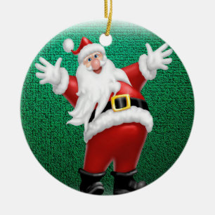 Christmas Circle Ornament, Santa Ceramic Ornament