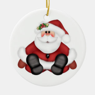 Christmas Circle Ornament/Santa Claus Ceramic Ornament